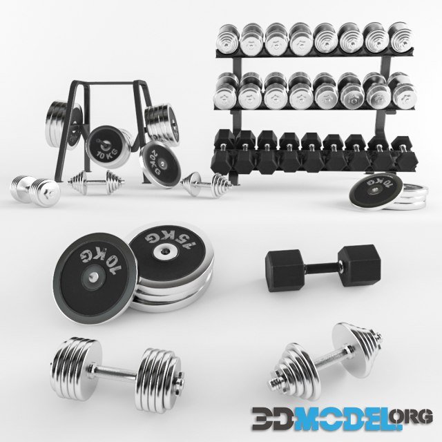 Sports Dumbbells and Pancakes on the Racks
