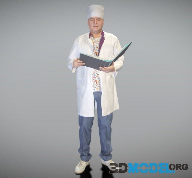 Adult man in medical uniform with a folder 200 PBR