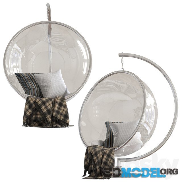 Aron Living Bubble Chair with Stand and plaid