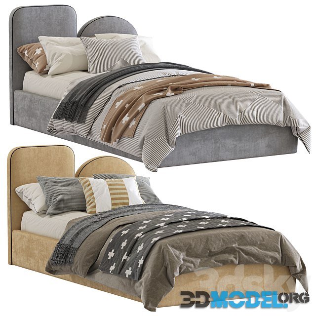 Bed with a Soft Headboard 9 (two different colors)