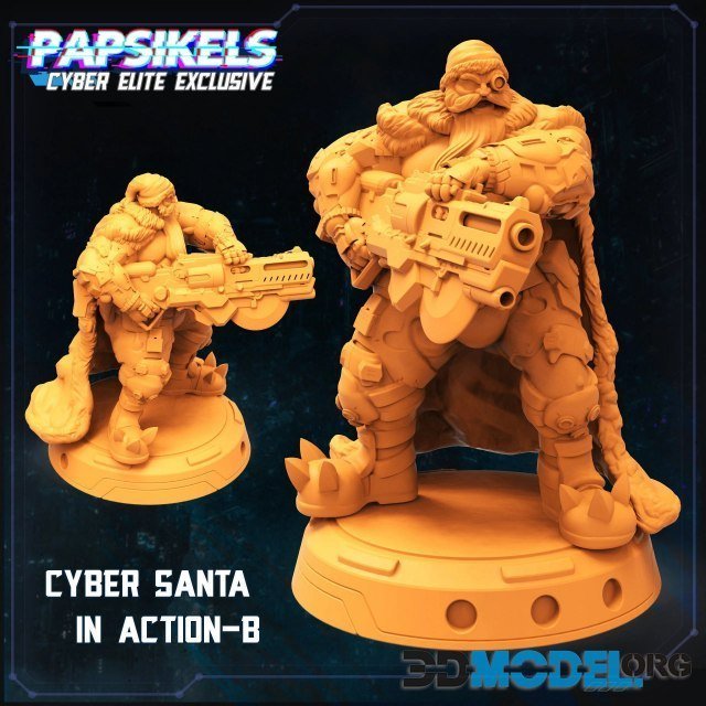 Cyber Santa Action – B – Printable Sculpture