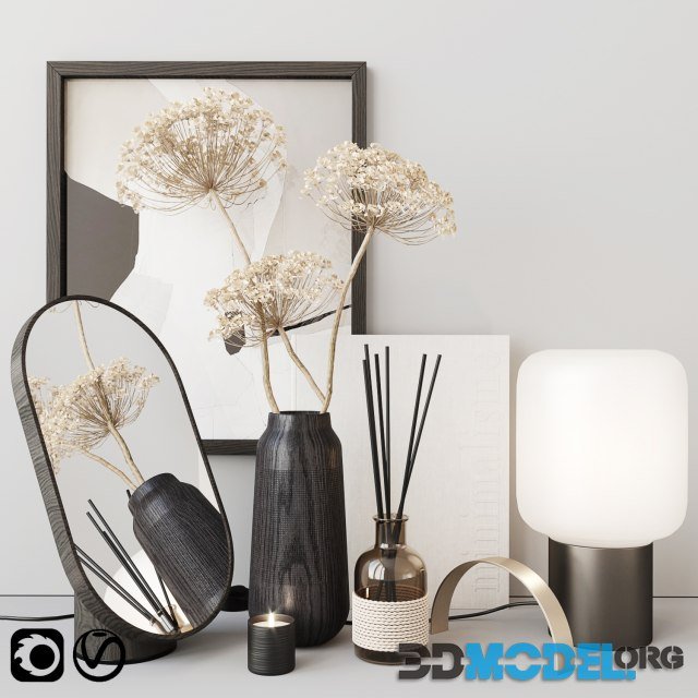 Decor with heracleum and mirror