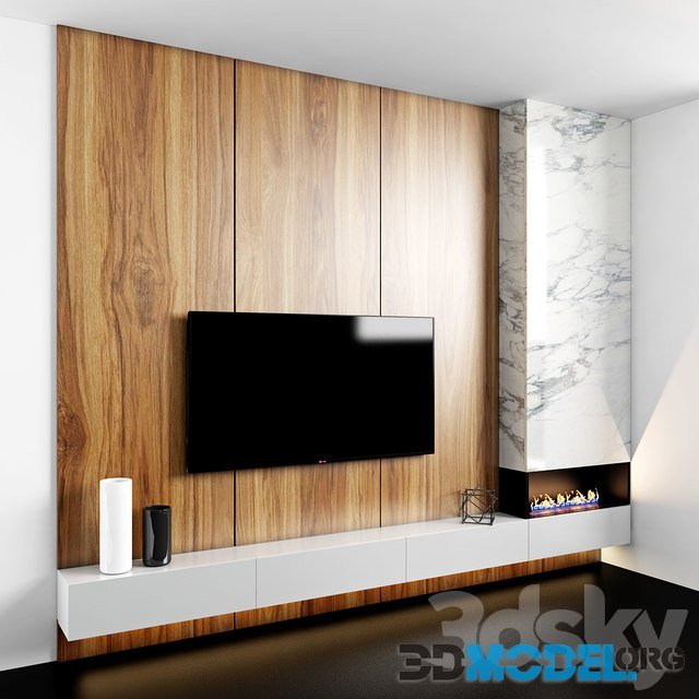 Fireplace (Biocamine) & Wood TV Zone