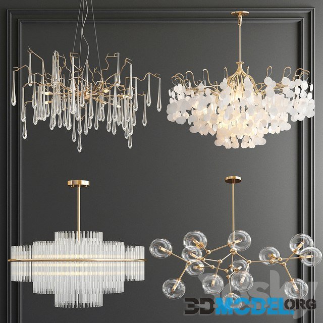 Four Exclusive Chandelier Collection 58 (Serip, Wired Custom Lighting)