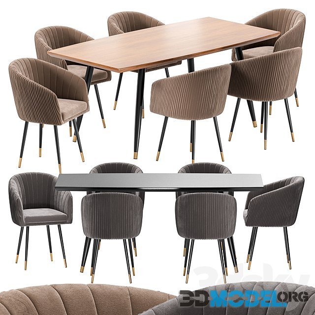 LM 7305 Dining Chair and Curve Table furniture set