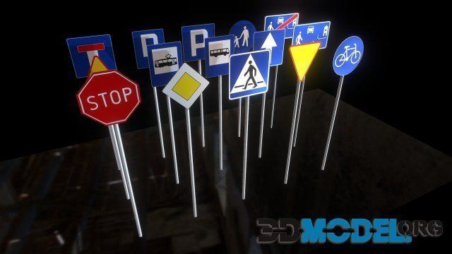 Road Signs asset low-poly PBR
