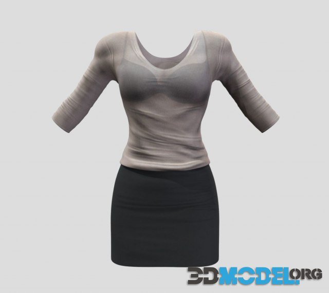 Sheer Sweater Mini Skirt Female Business Outfit PBR