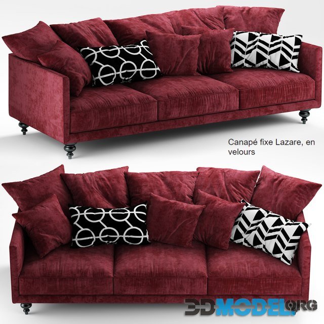 Sofa canape angle velours with pillows
