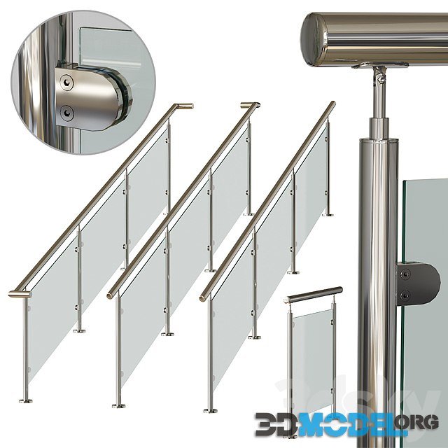 Stainless steel railing with glass insert