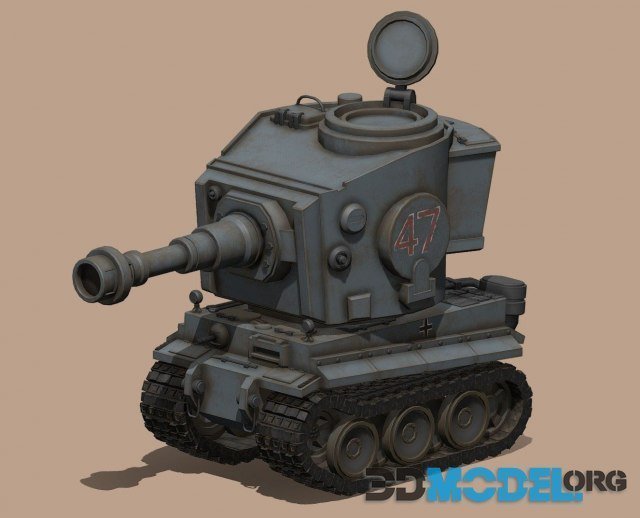 Stylized cartoon Tiger Tank PBR