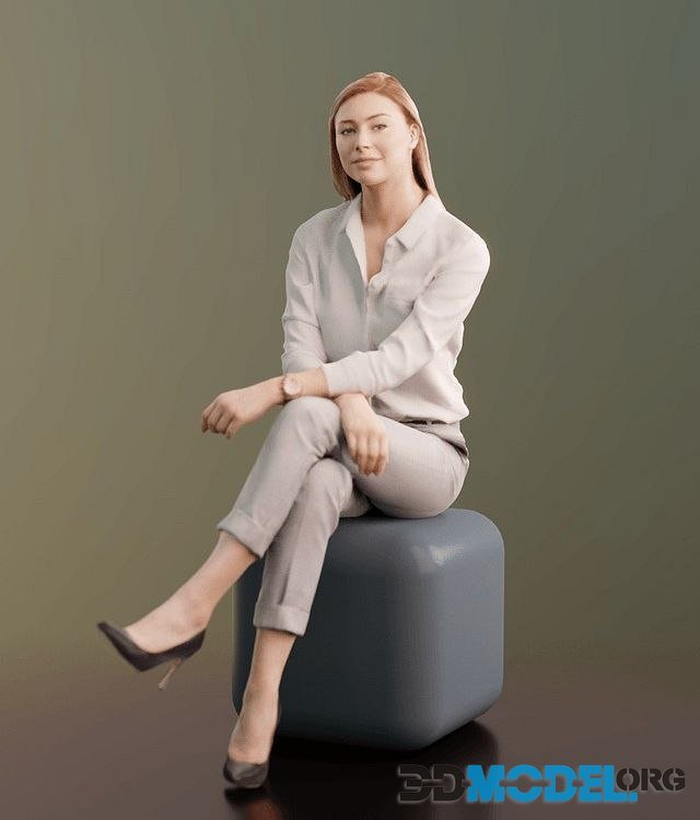 Ramona young woman in a seated pose (3D scan)