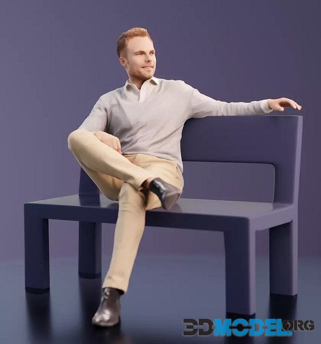 Simon man sitting on a bench (3D Scan)