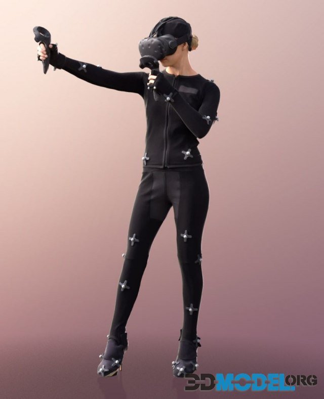 Ramona girl in motion capture suit (3D scan)