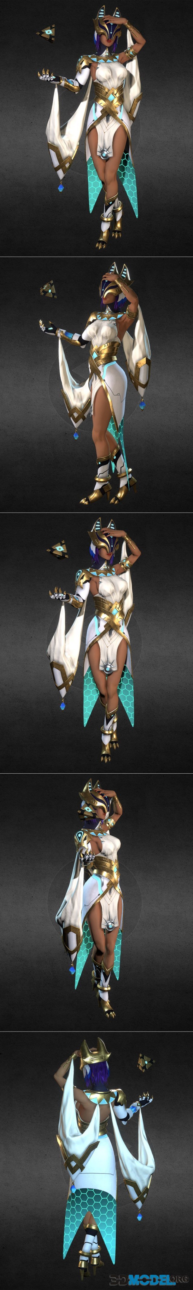 3D Model Cyberpunk Ancient Egypt Girl Printable
