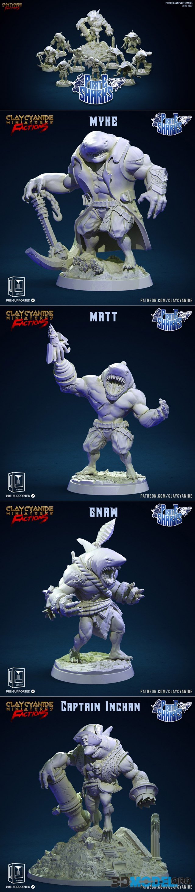 Clay Cyanide Miniatures - Pirate Sharks – Printable