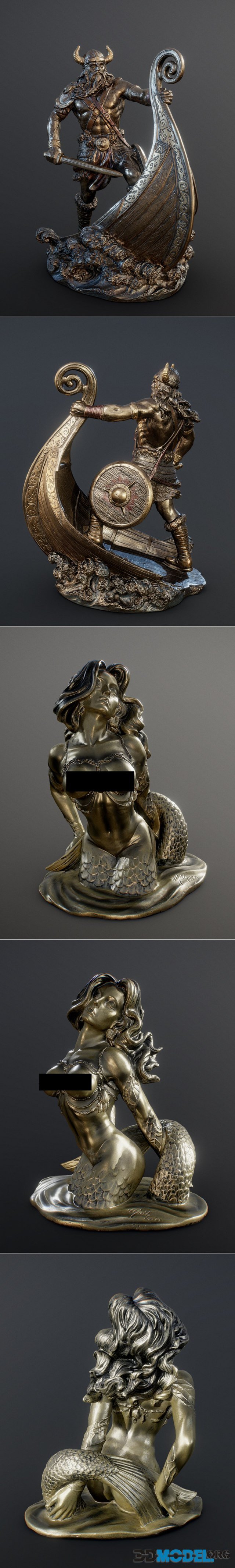 Viking Warrior and Sexy Mermaid Figurine (PG13) – Printable