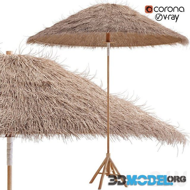 Beach Bamboo Umbrella with Banana Leaf
