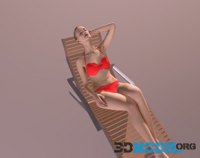 Beach Bikini Woman Barbara Sitting Tanning PBR