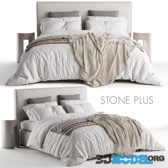 Bed Meridiani Stone Plus and bedside table Gong