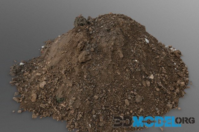 Brown soil pile with stones