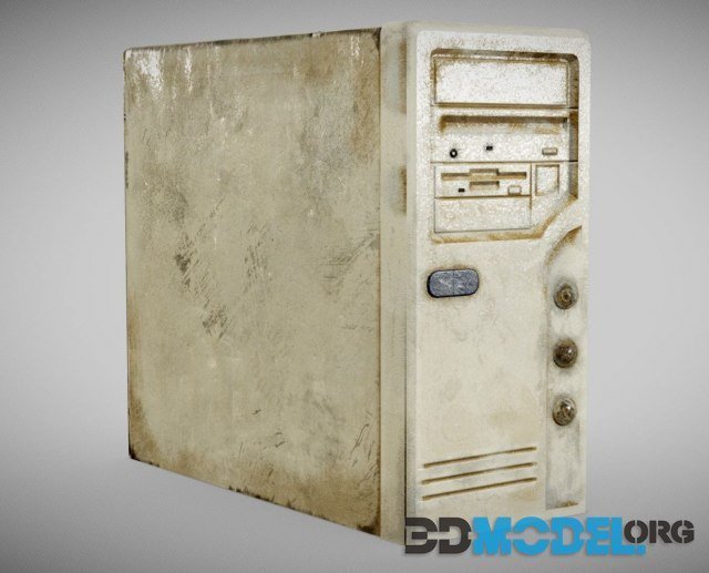 Computer system block case retro old damaged