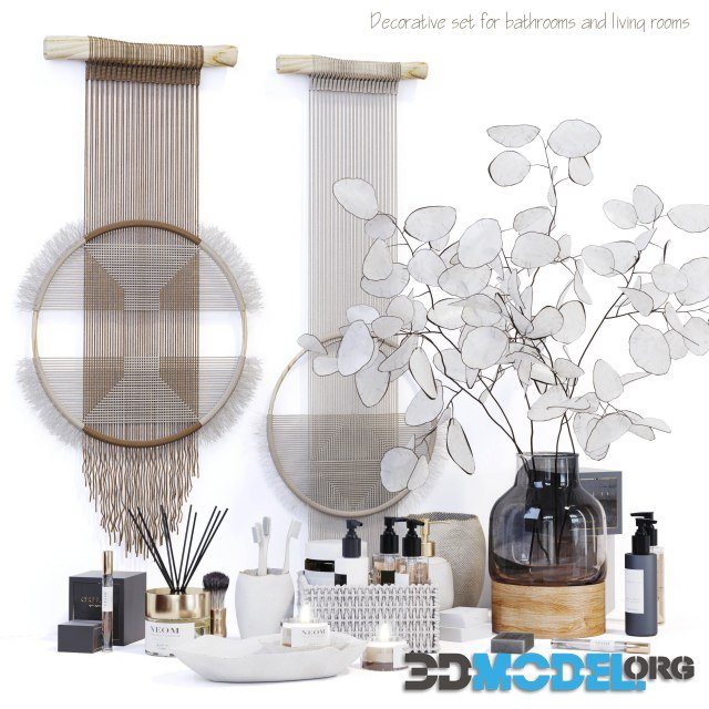 Decorative Set with macrame (for Bathrooms and Living Rooms)