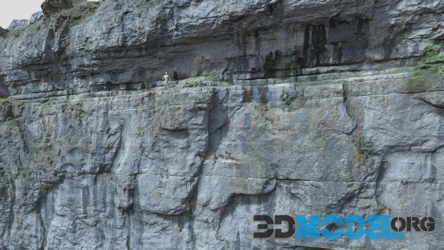 Huge Smooth Cliff Wall Scanned Drone