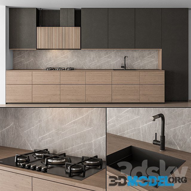 Kitchen Modern style Black and Wood 76