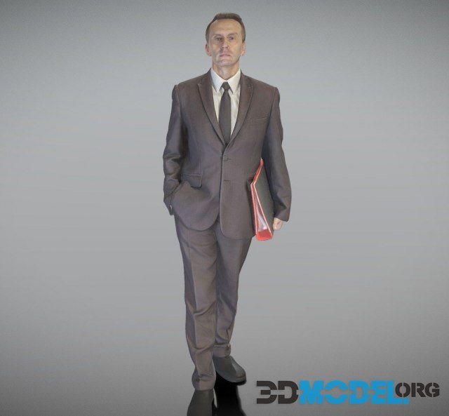Man in black suit walking with folder 301 PBR