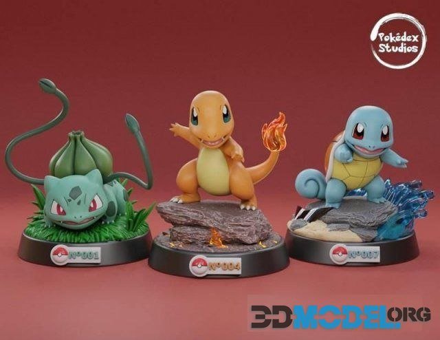 3D Model Pokedex Studios Welcome Pack Bulbasaur Charmander 
