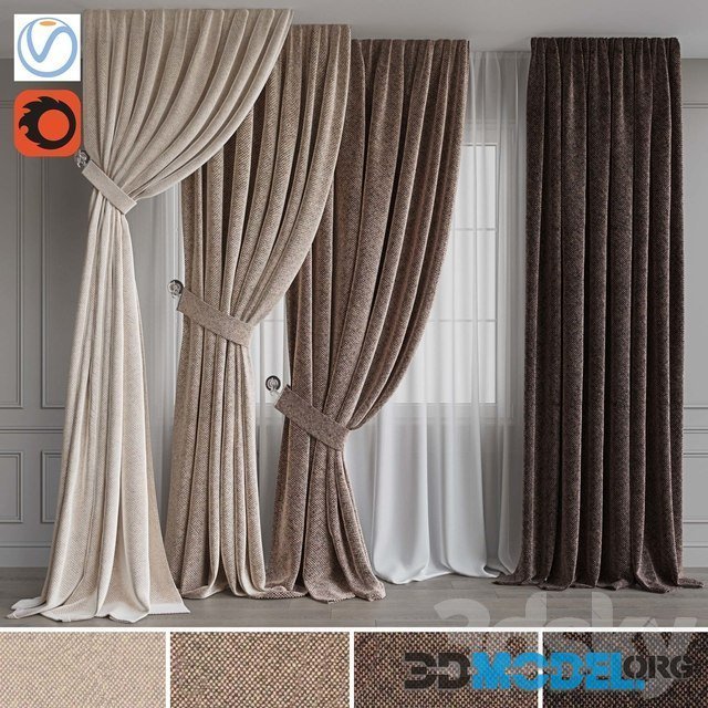 Set of Portieres 51 with tulle and cornice