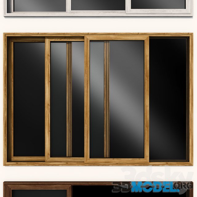 Sliding Stained Glass Wooden Doors set
