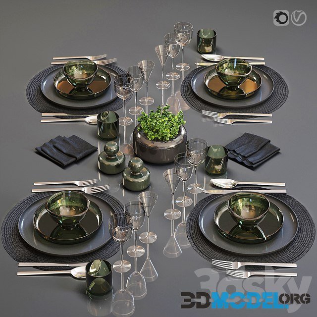 Table Setting 25 with black napkins