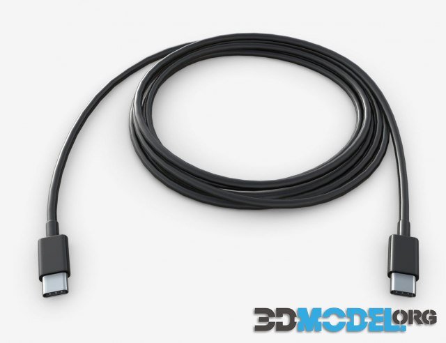 USB C cable double sided black PBR