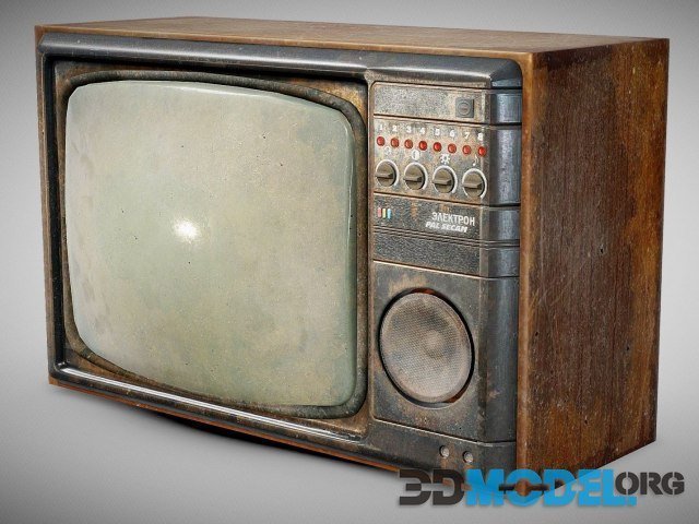 Vintage tube soviet crt tv box PBR