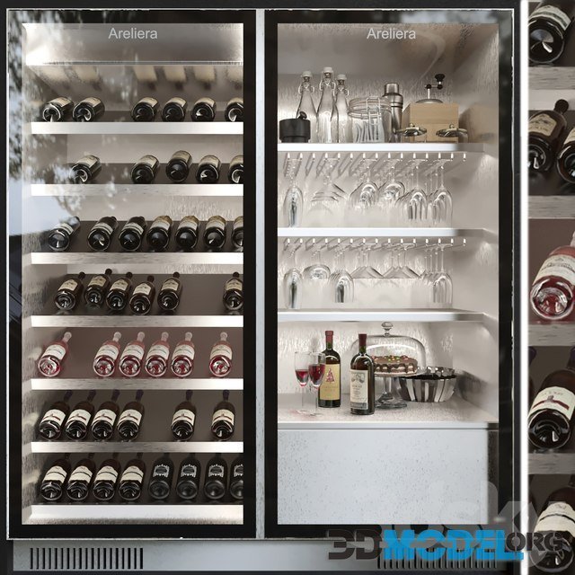 Arellera Wine Cabinet with Wine and Crystal Service