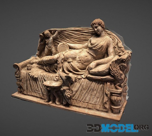 Woman on couch with cupids greek statue photogrammetry 3d scan