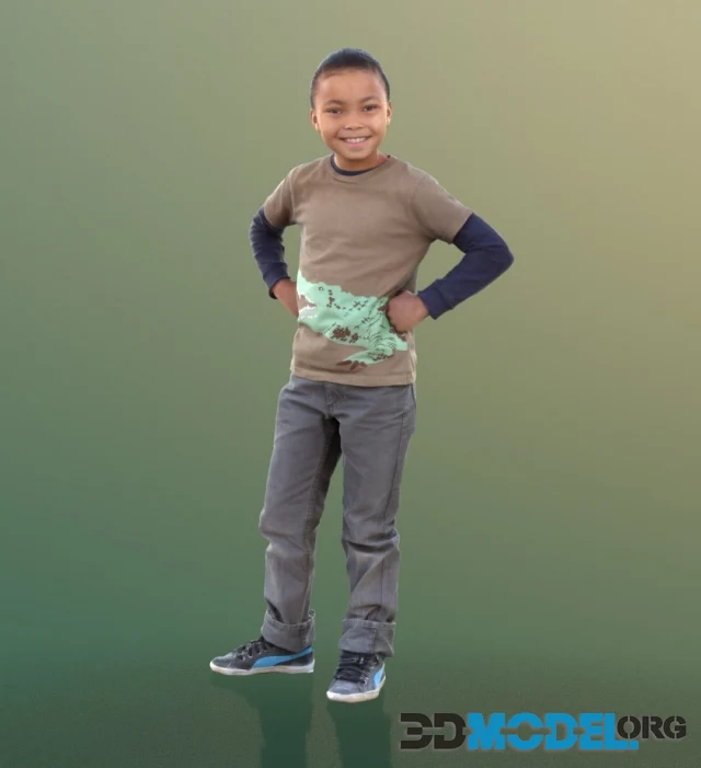 Zachary Boy in Modern Children's Clothing (3D Scan)