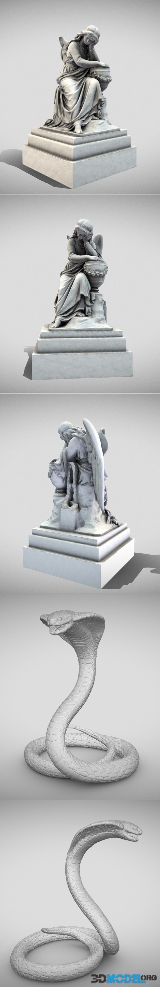 Cemetery Statue Sleeping Angel and King Cobra – Printable