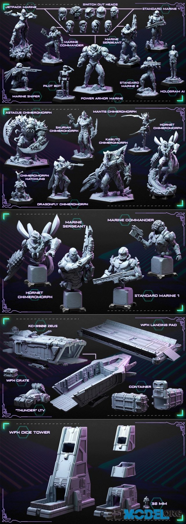 Loot Studios Sci-fi Miniatuers - War for Humanity June 2022 – Printable