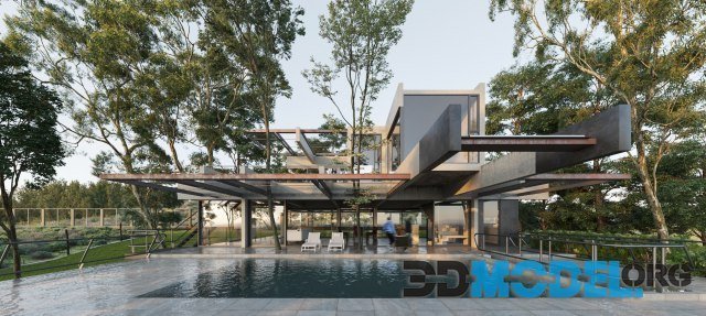 3D Exterior Villa Scene By Thoai Bui