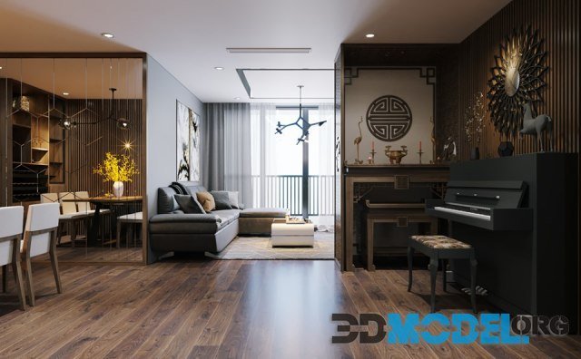 3D Interior Kitchen-Livingroom 37 Scene by Phan Thanh Duong