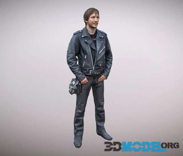 3d scanned man in leather