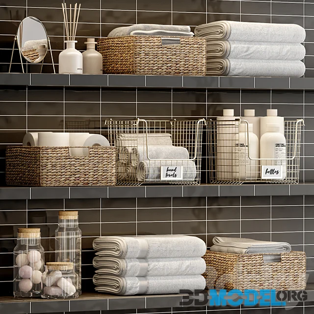 Bathroom Towel Basket 3D model