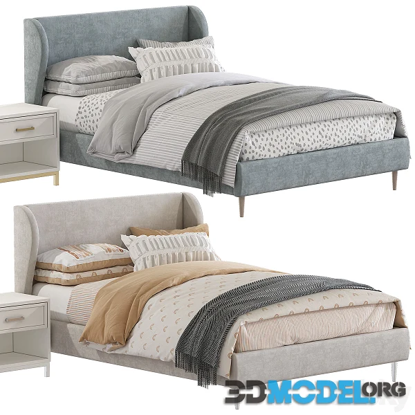 Bed Wren Wingback Upholstered Bed (two colors)