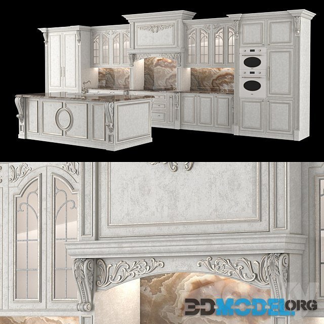 3D Model – Classical Kitchen 3 (royal style)