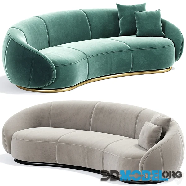 Ghidini 1961 Long Curved Abbracci Sofa with pillows