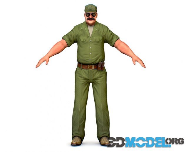 LowPoly Man Boss Slave Driver Chief Solder PBR