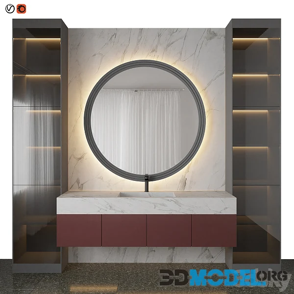 Marble Red Bathroom (sink, washbasin, faucet)
