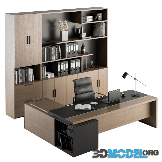 Office Furniture Manager Set 18 (black and wood)